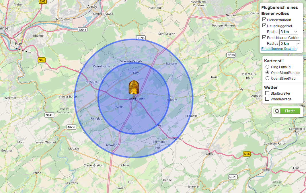 Zones de butinage! «&nbsp;Applications&nbsp;» pour les définir.